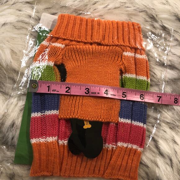 New Tutti-Beauty Colorful Multicolor Striped Cable Knit Dog Sweater - Picture 7 of 7